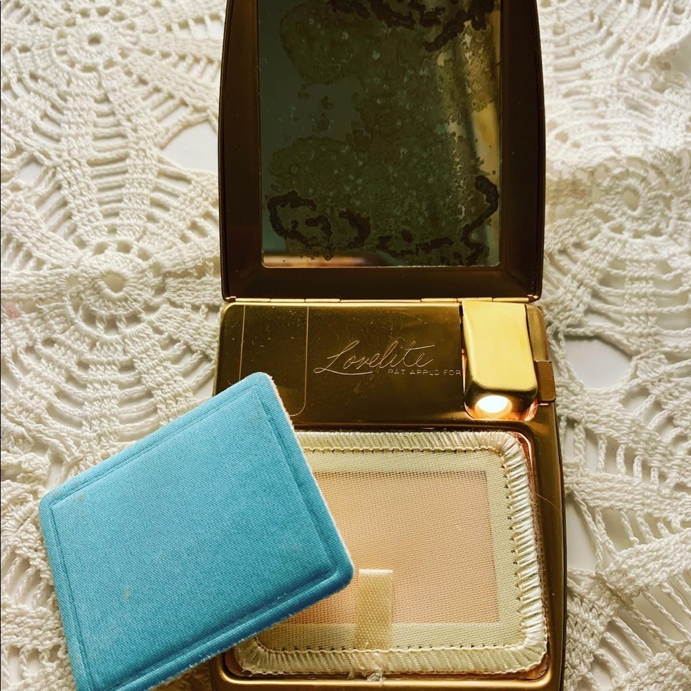 Vintage Vanity Powder Mirror LOVELITE Brass Metal 1960’s Compact